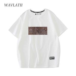 T-shirt féminin wafrati femme new léopard imprimer t-shirt pour femmes vêtements de mode blanc 100% coton pur t-shirt noir top été j240516