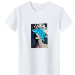 T-shirt Watercolor Blue Dame Dames Casual Korte Mouw T-shirt Vrouwelijke Mode 90s Tee Eenvoudig veelzijdig