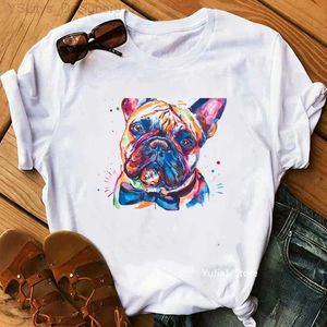 T-shirt femme Aquarelle Bowtie Frenchie/Boxer/Doberman/Husky/Jack Russel/Retrir/Samoyed imprimé blanc t-shirt femme chien amoureux cadeau hauts t-shirts L24312 L24312