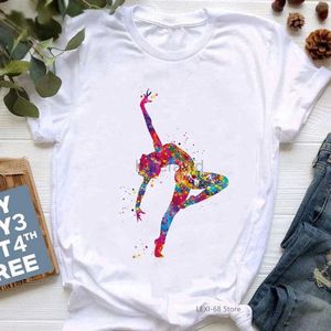 T-shirt femme Aquarelle Lyrical Dance Music Dancer Graphic Printing T-shirt Womens Funny T-shirt Womens Cavai Clothing T-shirt Womens Top 240323