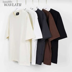 T-shirt Femme WAVLATII T-shirts d'été surdimensionnés pour femmes hommes marron décontracté Fe coréen streetwear tees unisexe basique solide jeune cool tops 240311