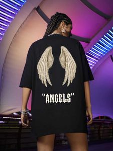 T-shirt féminin Wings Angels Imprimé T-shirt Cotton T-shirt Trad Creative All Math T-shirt O-Neck Top Top Womens Short Sleevevedl2405