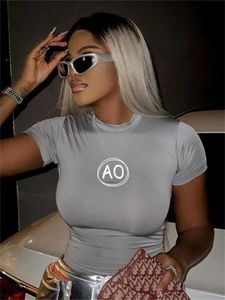 Dames T-shirt WLWXR lente blauw grafisch T-shirt streetwear voor dames 2024 O-hals bedrukt Y2K crop top vrouwelijk causaal mode bodycon witte tees J240309