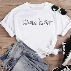 Dames T-shirt Dames Mode Dinosaurus Schattig Jaren 90 Trend Cartoon Korte Sle Zomer O-hals Shirt Print T-shirts Fe Grafisch T Top Tee T-shirt L24312