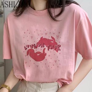 Vrouwen T-shirt Vrouwen Kawaii T-shirt Liefde Op Tour Grafische Esthetische Roze T-shirt Koreaanse Stijl Top Tees Vrouwelijke Harajuku Ullzang Print Fans T-shirt 230802