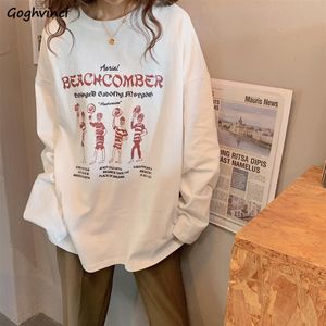 T-shirt femme T-shirts à manches longues Loisirs Doux Imprimé À La Mode Style Coréen Étudiants Rétro Tops Petit Ami O-cou Femmes Adolescents Simple 230224
