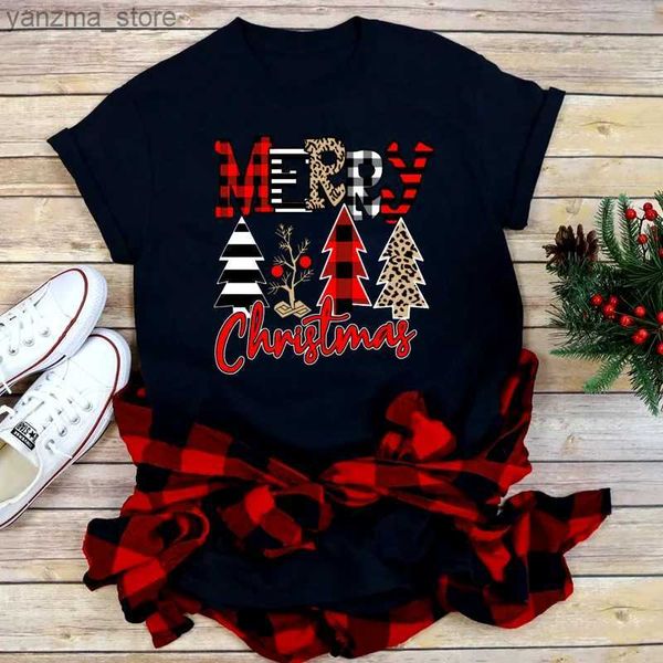 Camiseta para mujeres Mujeres Feliz Navidad Leopardo TR TR Negro THOCHA Camiseta Navidad Regalos de Navidad