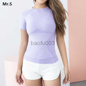 Camiseta de mujer Energy Seamless Shirts Camiseta de manga corta Fitness Gym Top Active Workout Shirt Dry Fit Compression Sports Running T-shirt J2305