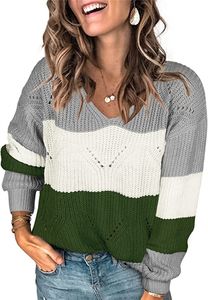 Dames t-shirt dames truien casual gebreide pullover kleurblok jumper tops