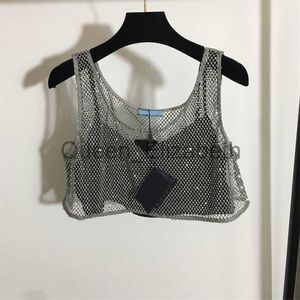 Dames T-shirt Dames T-shirt goed Dames T-shirt Triangle Badge Diamond Tank Tops Womens Sling Tops 2 stuks Set voor dames Sexy mouwen Zomervest J230615