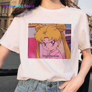 Dames t-shirt dames zeiler maan 90s grappig t shirt haesthetische kat anime meisje aruku kleding t-shirt schattig vrouwelijk t-shirt kawaii dames t shirt 022023H