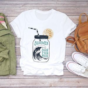 Dames t-shirt vrouwen korte mouw oranje oceaan print kleding dame t-shirts top dames t shirt dames stijlvolle tee