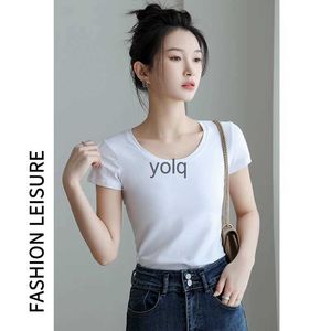 T-shirt Femme Femmes T-shirt en coton doux O-NE Couleur unie Lady Tees à manches courtes Cloing d'été pour femmes Tout match T-shirts féminins Femmes Cotyolq