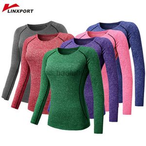 Dames T-shirt Sportshirt voor dames Sneldrogend Fitness T-shirt Compressie Trainingskleding Lange mouw Panty Hardlopen Gym Tops Blouses Shirts J2305