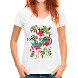 Camiseta para mujer, novedad de verano, camiseta con diseño de pájaros exóticos y flamencos rosados, camisetas Vintage, camisetas de gran oferta HarajukuH24222