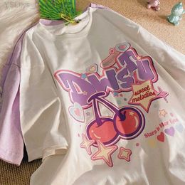 Dames T-shirt Dames T-shirt Fruit Print Harajuku T-shirt Kaii Losse korte Sle Schattig Oversized T-shirt Y2k Top Anime Grafisch T-shirt L24312 L24312