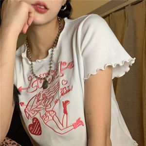 T-shirt femme T-shirt femme Sexy Crop Top Tees Angel Print Y2k Tops Harajuku Kawaii Summer Short Sleeve 90s Streetwear Vintage Femme Vêtements 230311