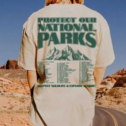 T-shirt pour femmes femmes Vintage National Parks Back Print T-shirts rétro esthétique de camping en plein air T-shirt Unisexe Environmental T-shirt T240510
