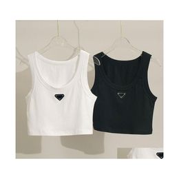 Dames T-shirt Vrouwen Wit Pra Zomer Tshirt Tops Tees Tank Top Borduren Sexy Off Shoder Zwart Crop Casual Mouwloze Shirts Luxu Ot608