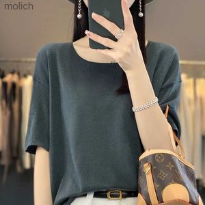 Camiseta para mujeres para mujer para mujer Merino Camiseta de manga corta Camiseta O-cuello de moda de moda