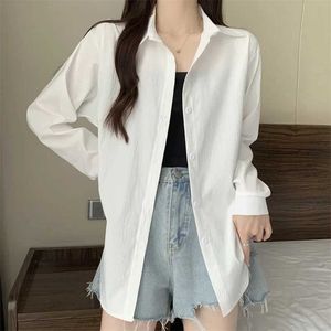 T-shirt pour femmes chemise à manches longues basique avec boutons avant col classique Paris White Shirt printemps et été chic Topl2405