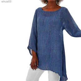 T-shirt pour femmes Femmes décontractées automne à manches longues à manches longues solides T-shirt t-shirt lâche Blouse Blouse Blouse de vêtements confortable 2023 plus Sizel2403