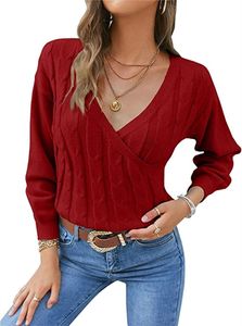 T-shirt femme col bénitier pull pulls avec poches lanterne manches longues tricot décontracté lâche chauve-souris tunique pull hauts