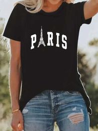 T-shirt pour femmes t-shirts Paris T-shirt Sports graphiques T-shirt France Français Eiffel Tower Vintage Paris T-shirt décontracté femelle T Y240506