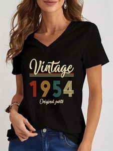 T-shirt pour femmes Shirts rétro graphiques 1950 à 1959 Pièces originales Colorful Design Tend Tred V-Neck Y2K Shirts Aesthetics T Fe D240507