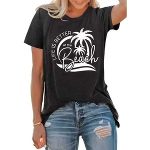 T-shirt pour femmes pour femmes Summer Summer Quality T-shirt à manches courtes T-shirt Vintage Palm Graphic Loose T-shirt T-shirtl2405
