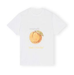 Camiseta para mujeres Tamisas para mujer diseñador estampado de durazno cuello redondo algodón suelto T-shirthdvz