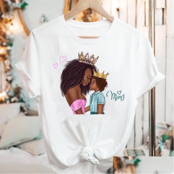 Camiseta de mujer Camiseta de mujer Gráfico de manga corta Hijo Amor Madre Mamá Dibujos animados 2022 Moda de verano Estampado de ropa femenina Tops T Dhybi