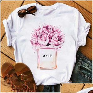 T-shirt pour femmes femmes vêtements pour femmes imprimé fleur par bouteille