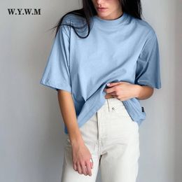 Camiseta para mujeres Wywm 100% Capas de algodón Summer Harajuku Solid Basic Tircas Tops de mujer suave y suave para mujeres 230512