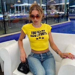 T-shirt femme Y2k esthétique Sexy Crop Top imprimé graphique T-shirt à manches courtes 2000s punk E-girl slim Streetwear vintage grunge femmes Vêtements 230719