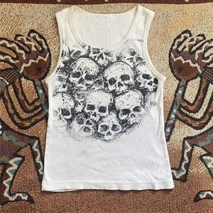 Dames t-shirt y2k kleding dames zomer 2000s kawaii harajuku sprookje grunge jas gothic mode gotische schedel print tanktop egirl emo z0506