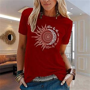 Dames t-shirt y2k grunge dames zomers kleding zon maan geprinte t-shirt korte mouwen esthetische grafische t-shirt 90s harajuku street clothingl2403