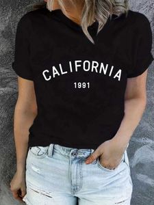 Dames T-shirt Y2K Korte Slves Sunmmer T-shirt California Print T-shirt Korte slevites Dames Harajuku Grafische kleding vrouwelijk Casual T y240509