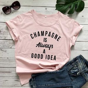 Dames T-shirt Y2K Short Slves T-shirt Champagne is altijd een goed idee unisex drink t-shirt casual dames hipster grunge top t strtwear y240509