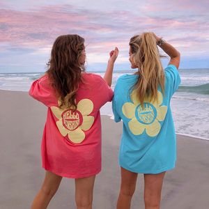 Dames t-shirt zhymihret zomer y2k zonnebloem geprinte t-shirts dames vriend t-shirt vrouwelijke top zusters kleren kawaii bloemen tees 230428