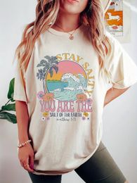 T-shirts pour femmes 1237Stay Salty Sea Letter Print Crew Nou T-shirt Casual Short Summer Top Top Vêtements