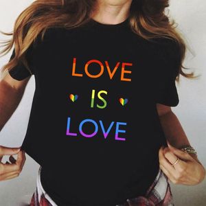Camisetas de mujer 2023 moda Casual Lgbt Gay Pride camisa lesbiana Arco Iris amor está impreso Tops Harajuku mujer camiseta