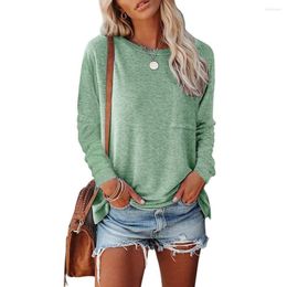 Mulheres camisetas 2023 cor sólida camisa básica mulheres manga comprida casual moda bolso outono solto lado split oversized tops