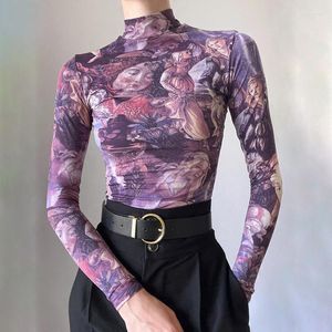 Dames t shirts 2023 lente herfst vrouwen mode renaissance vintage print grafische coltruien voor lange mouwt tops vrouwelijke kleding