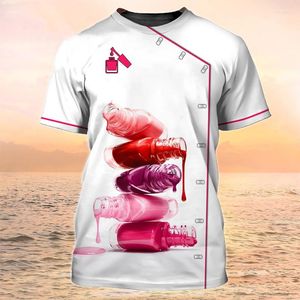 Dames t shirts 2023 zomer t-shirt beroemde chef 3d geprinte heren met korte mouwen neutrale nagellak vrouwen Koreaanse schattige top