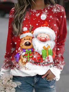 Dames t shirts 2023 dames t-shirts kerst sneeuwman print v-neck kostuums mode tops lange mouwen sport streetwear