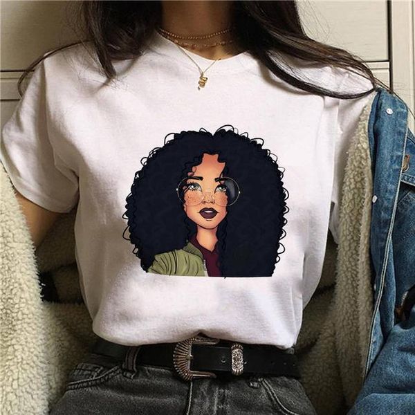 Camisetas de mujer 2023 personalidad y patrón interesante Wish Fashion Bottoming Shirt African Girl Printing Loose