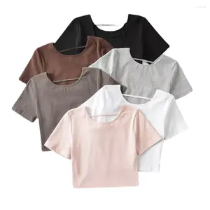 T-shirts pour femmes 2024 05 Printemps Summer Femme Femme Sexy Polyester Tshirt Blouse Blouse Outwear
