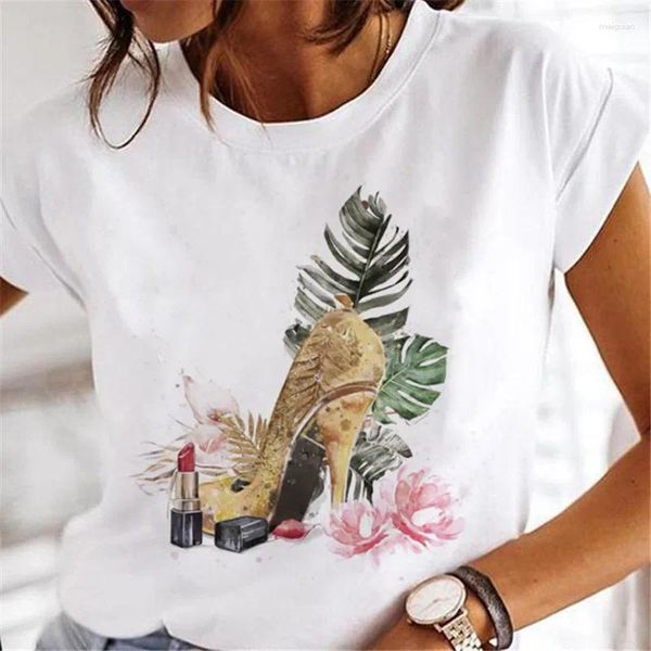 T-shirts Femmes 2024 Creative High Talons Imprimer T-shirt Femmes Créativité Design Été Original Noble Filles Vendant Des Tops De Mode Dames