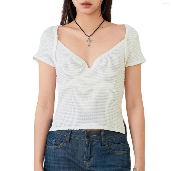 T-shirts pour femmes 2024 Crop slim tops fashion t-shirt à manches courtes blanches